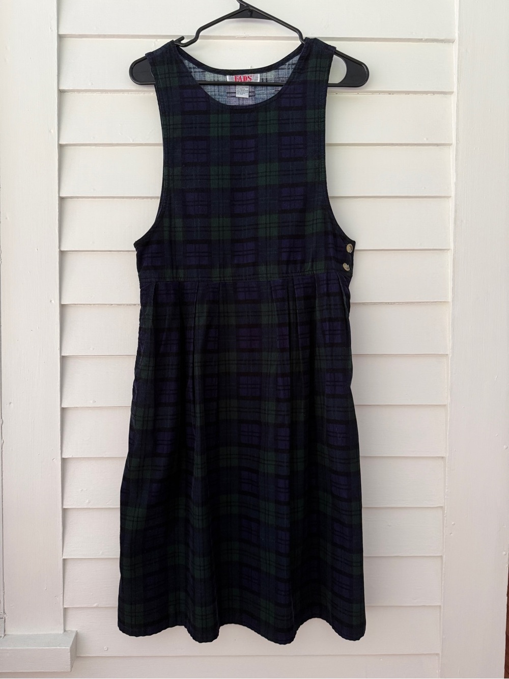 Fads | Vintage 1990s Tartan Plaid Corduroy Jumper Dress Size 6 Petite